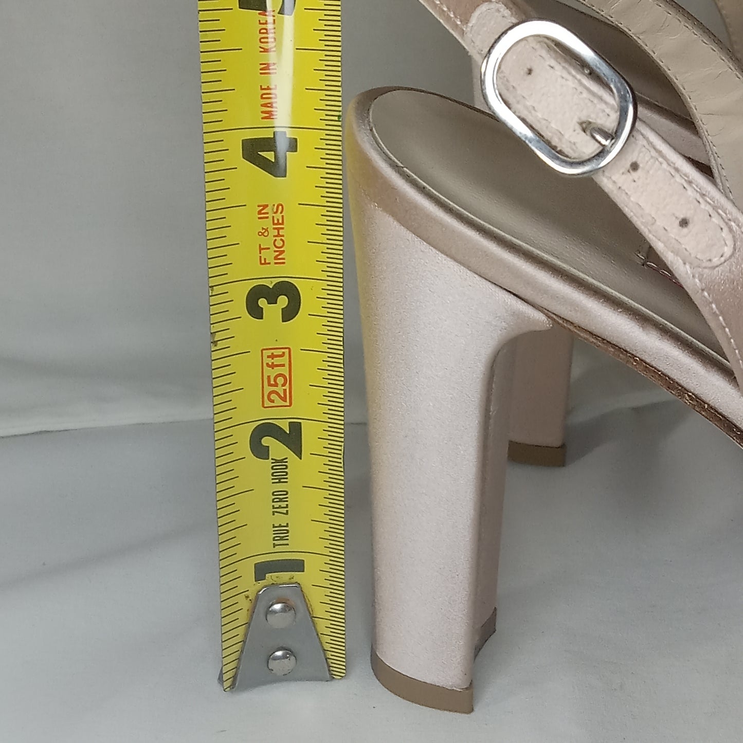 Ferracuti 4.25 inch satin wedding slingback pumps with buckle strap